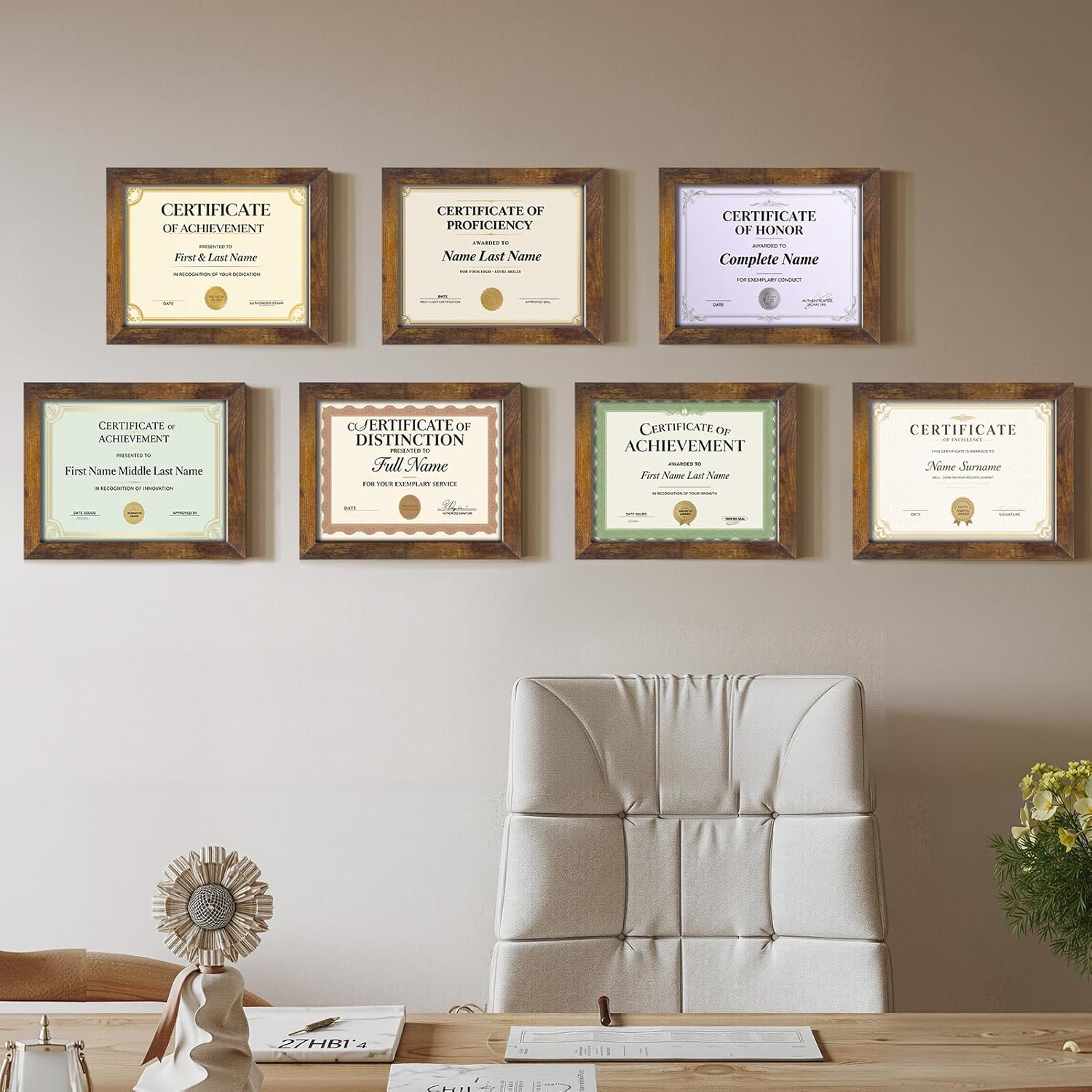 Certifications wall at Poonam’s Dental Clinic